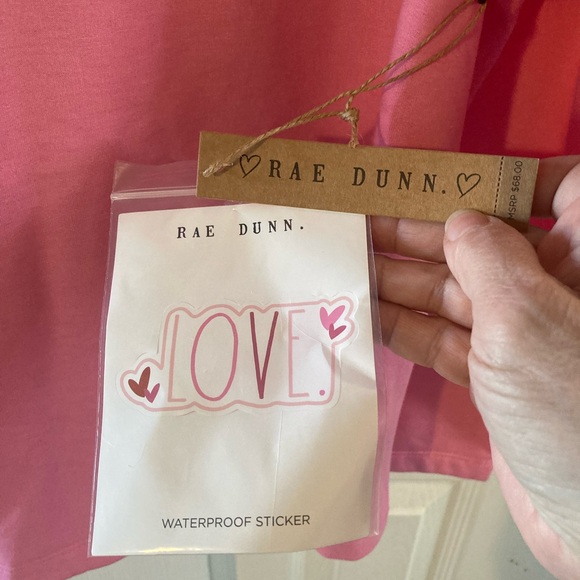Rae Dunn Pink Fleece Lined LOVE  Hoodie Size Large New With Tags - Picture 4 of 7